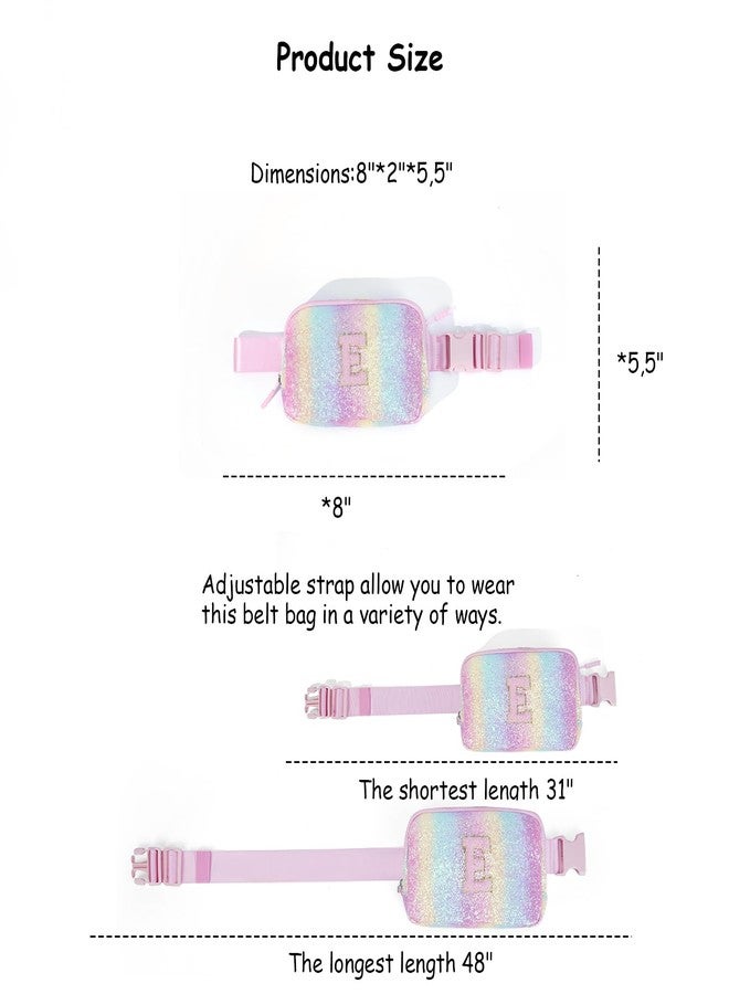 cotmcor Christmas Birthday Gifts for 5 6 7 8 9 10 11 12 Year Old Girl Teens Kids, Glitter Initial Fanny Pack for Girls Belt Bag Purse Crossbody Bags Cute Valentines Day Gifts Trendy Stuff, Pink Rainbow E - Image 3
